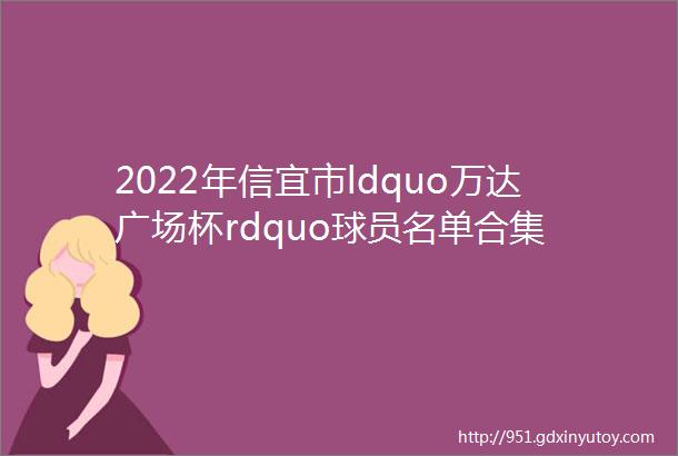 2022年信宜市ldquo万达广场杯rdquo球员名单合集