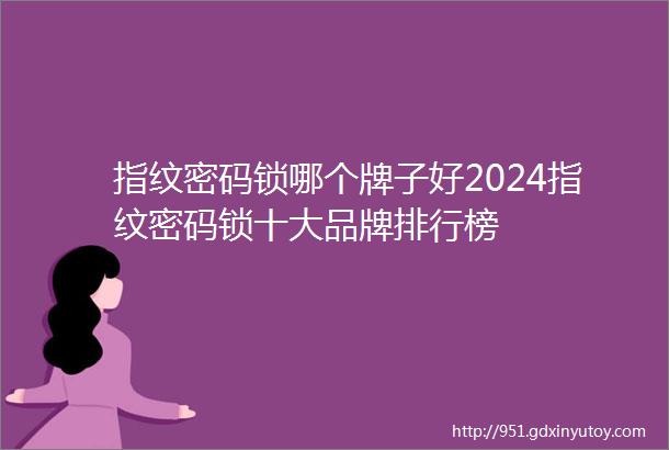 指纹密码锁哪个牌子好2024指纹密码锁十大品牌排行榜