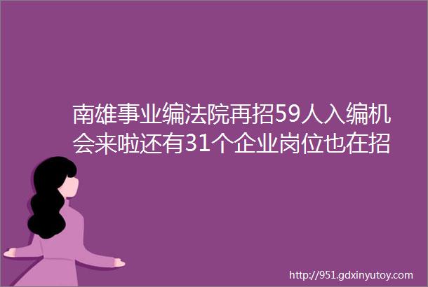 南雄事业编法院再招59人入编机会来啦还有31个企业岗位也在招人