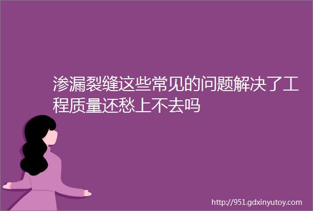 渗漏裂缝这些常见的问题解决了工程质量还愁上不去吗