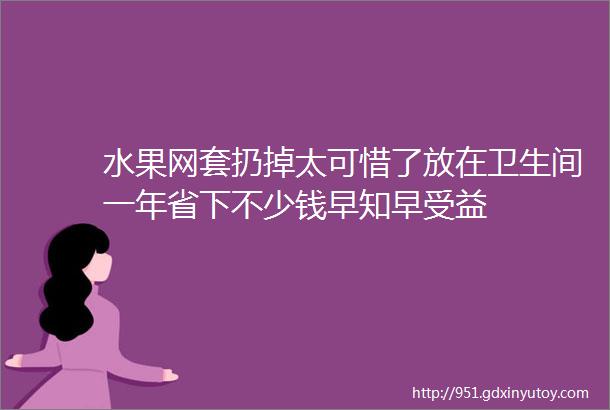 水果网套扔掉太可惜了放在卫生间一年省下不少钱早知早受益