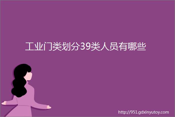 工业门类划分39类人员有哪些