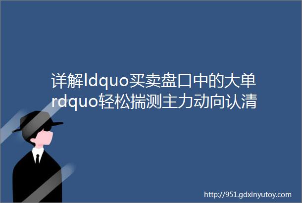 详解ldquo买卖盘口中的大单rdquo轻松揣测主力动向认清真假挂单