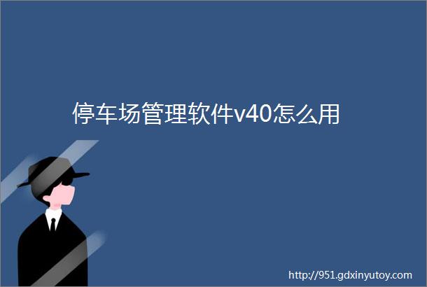 停车场管理软件v40怎么用