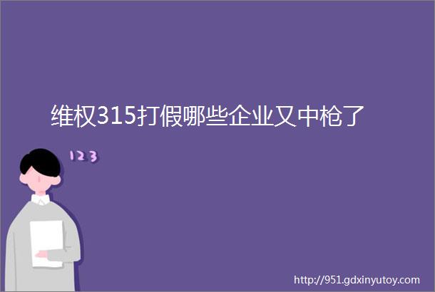 维权315打假哪些企业又中枪了