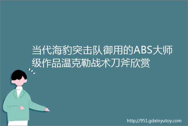 当代海豹突击队御用的ABS大师级作品温克勒战术刀斧欣赏