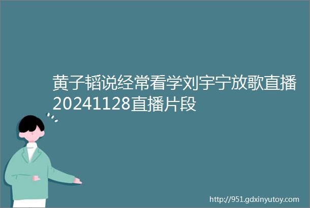 黄子韬说经常看学刘宇宁放歌直播20241128直播片段